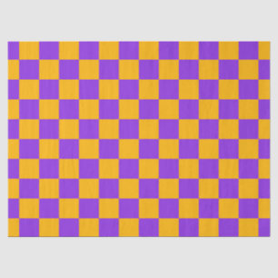Papel De Seda Tablero de ajedrez de Violeta Eléctrico y Ámbar Do