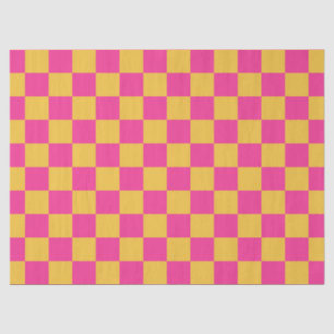 Papel De Seda Tablero de ajedrez rosa y amarillo