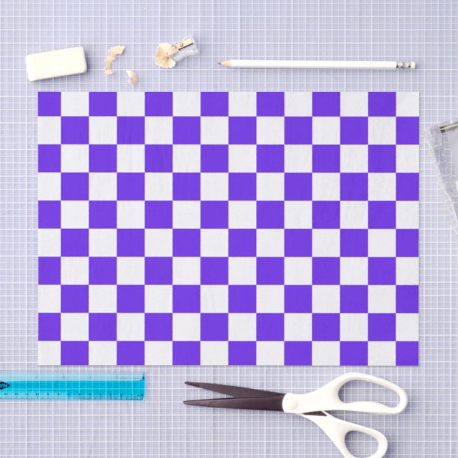 Papel De Seda Tablero de ajedrez violeta visual clásico (Artesanía)