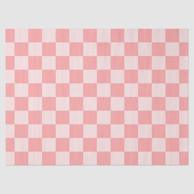 Papel De Seda Tablero de cheques rosa (Anverso)
