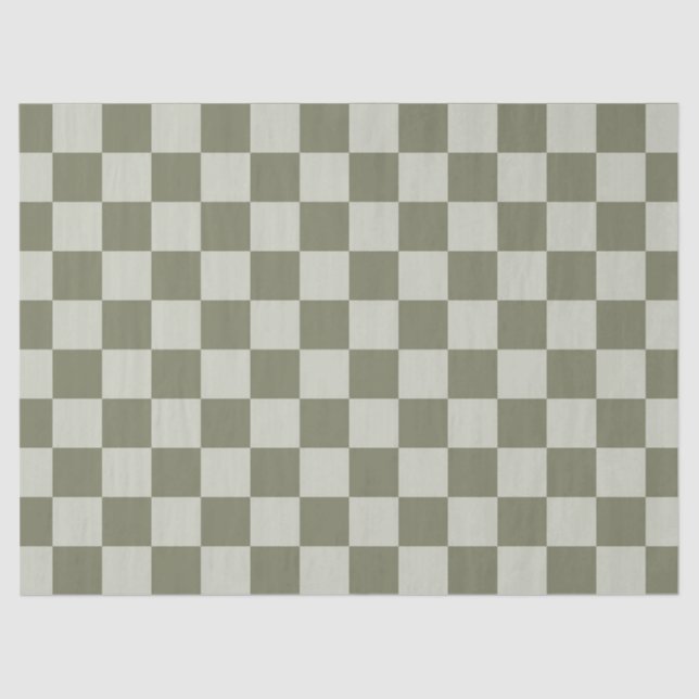 Papel De Seda Tablero de cheques verde de sabio (Anverso)