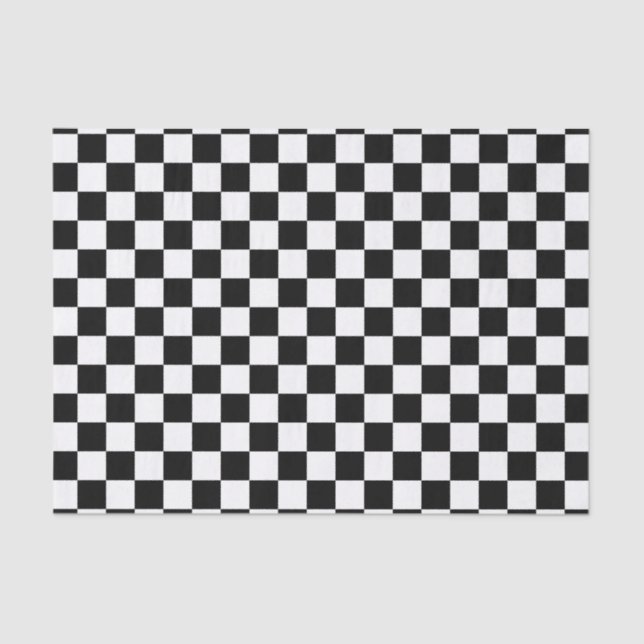 Papel De Seda Tablero de damas blanco y negro (Anverso)