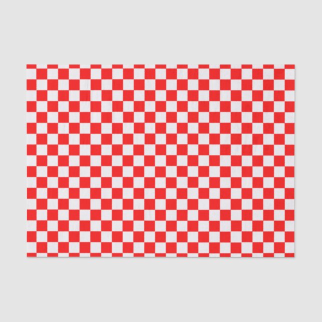 Papel De Seda Tablero De Tablero Clásico Rojo Y Blanco (Anverso)