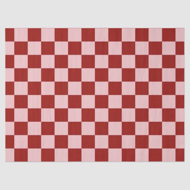 Papel De Seda Tablero de verificación rojo y rosa (Anverso)