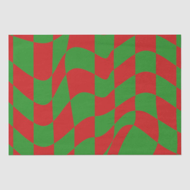 Papel De Seda Tablero de verificación rojo y verde (Anverso)