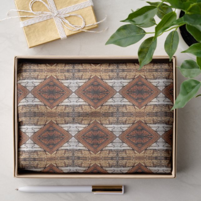 Papel De Seda Tablones de Madera Deteriorada Patrón de Diamante  (Regalo )