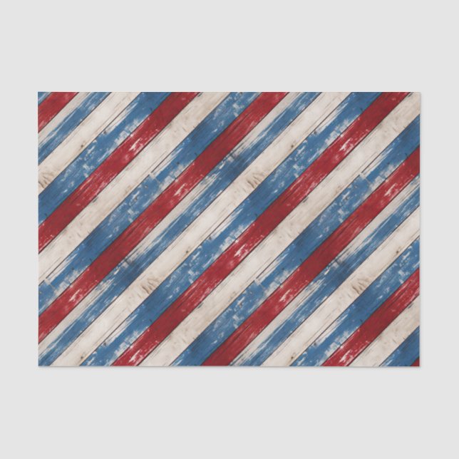 Papel De Seda Tablones de madera rústica patriótica (Anverso)