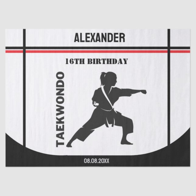 Papel De Seda Taekwondo Player, Birthday Gift, Team Karate  (Anverso)