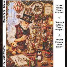 Papel De Seda Taller de juguetes de Navidad Steampunk FV4 Decoup