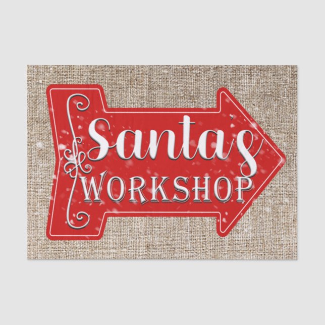 Papel De Seda Taller de Santa Flecha Navidad Rustica Fiesta (Anverso)