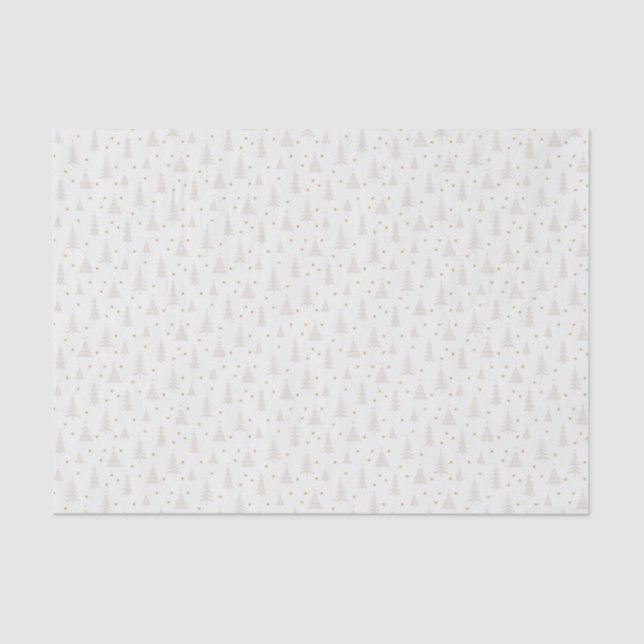 Papel De Seda Tan nórdico Árboles de Navidad Blanco (Anverso)