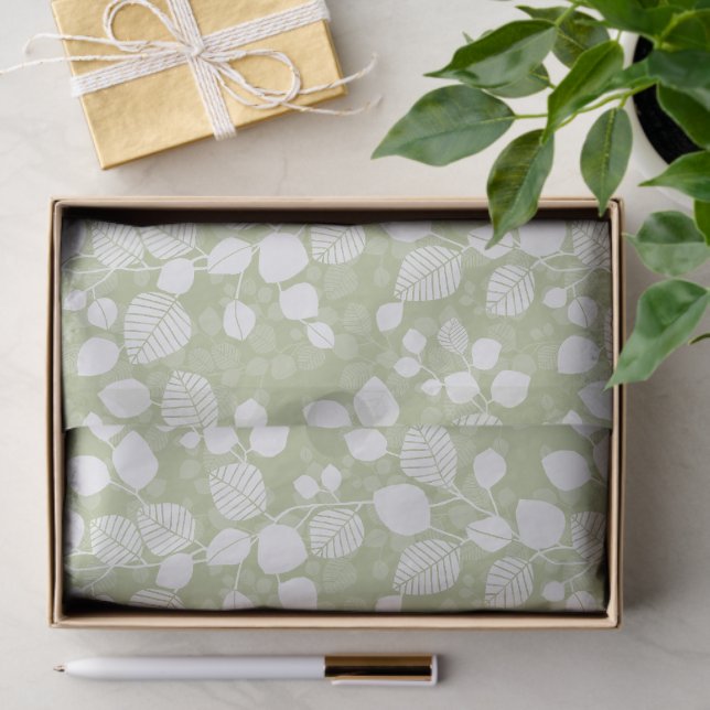 Papel De Seda Tangled Foliage Canopy Muted Lime Botanical (Regalo )