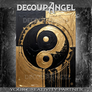 Papel De Seda TAO Yin y Yang Gold y Black -Decoupage-