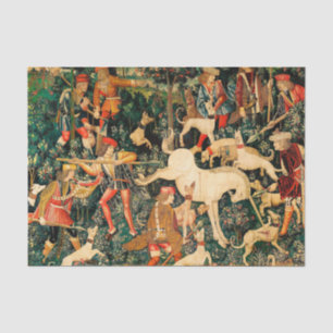 Papel De Seda Tapices Medievales Clásicos del Unicornio Defiende