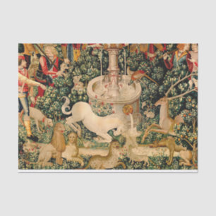 Papel De Seda Tapices Medievales de Unicornio Impreso: Met Clois