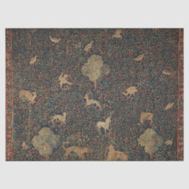 Papel De Seda Tapiz de Millefleurs con animales