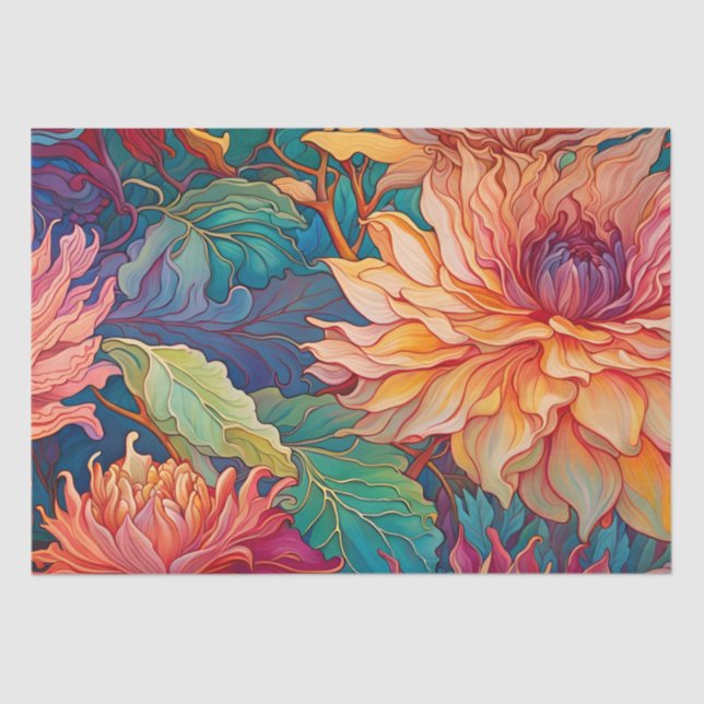 Papel De Seda Tapiz floral de Dahlia (Anverso)