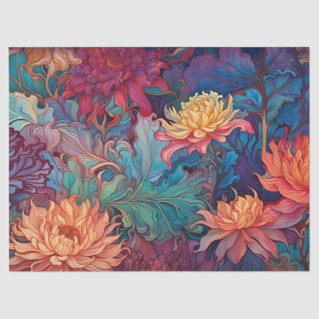 Papel De Seda Tapiz floral de Dahlia (Anverso)