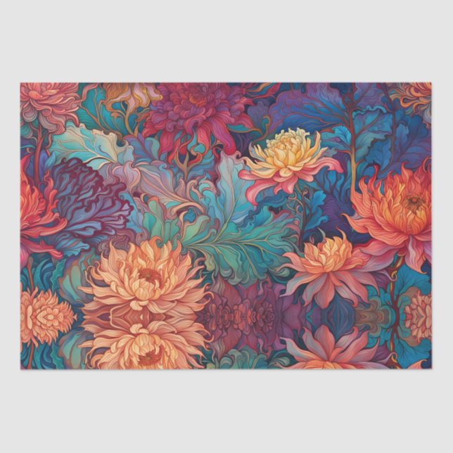 Papel De Seda Tapiz floral de Dahlia (Anverso)