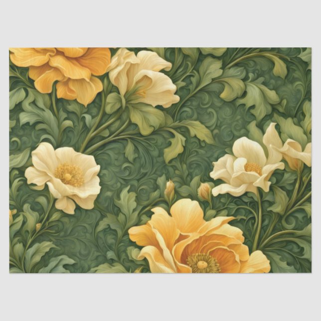 Papel De Seda Tapiz Floral Dorado (Anverso)