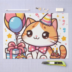 Papel De Seda Tarjeta de cumpleaños de Toon Kitty