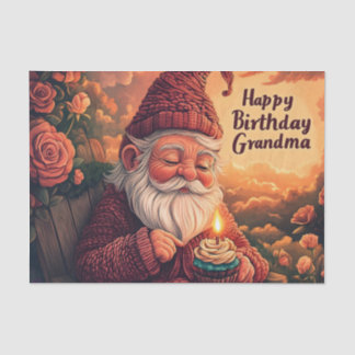 Papel De Seda Tarjeta de cumpleaños Gnome para la abuela