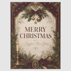 Papel De Seda Tarjeta de Feliz Navidad Victoriana Vintage Elegan