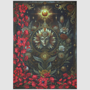 Papel De Seda Tarjeta de Lector de Tarot Gótico Floral Collage A