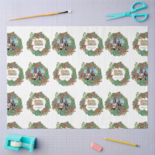 Papel De Seda Tarjeta de Navidad con Foto Familiar Script Fiesta