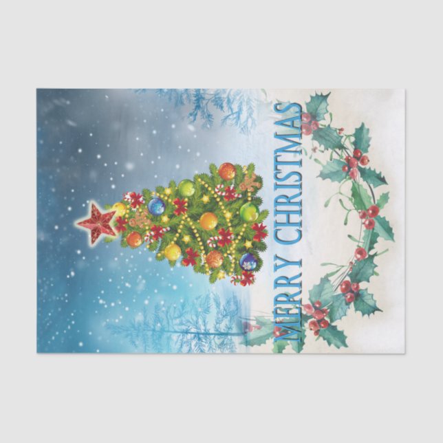 Papel De Seda Tarjeta navideña Merry (Anverso)