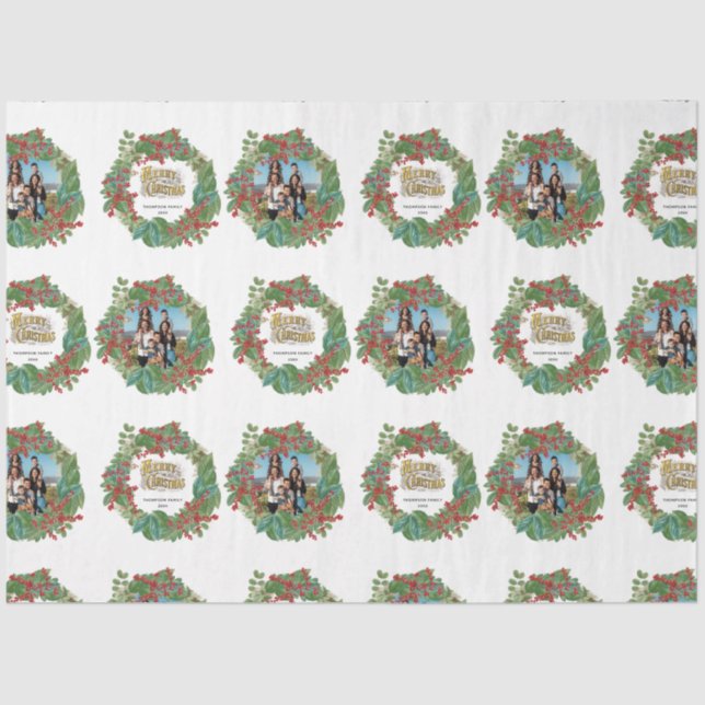 Papel De Seda Tarjeta navideña navidad con foto familiar (Anverso)