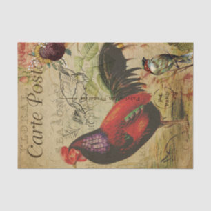 Papel De Seda Tarjeta postal de granja de gallo decoupage vintag