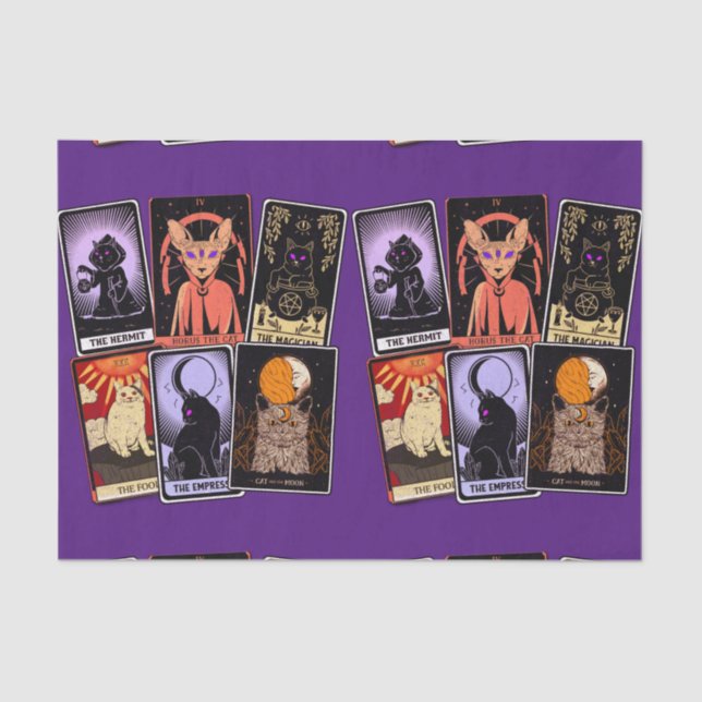 Papel De Seda Tarjetas Cat Tarot—Emperatriz Halloween. Hermit, t (Anverso)