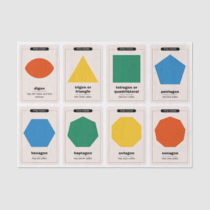 Papel De Seda Tarjetas de polígonos para niños: aprende formas y