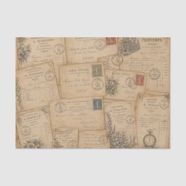 Papel De Seda tarjetas postales antiguas (Anverso)