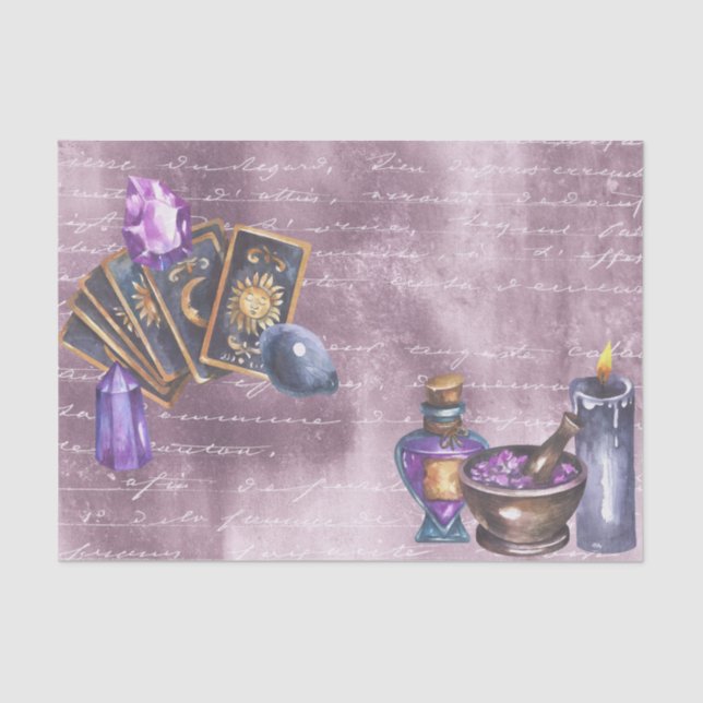 Papel De Seda Tarot Crystals Purple Decoupage (Anverso)