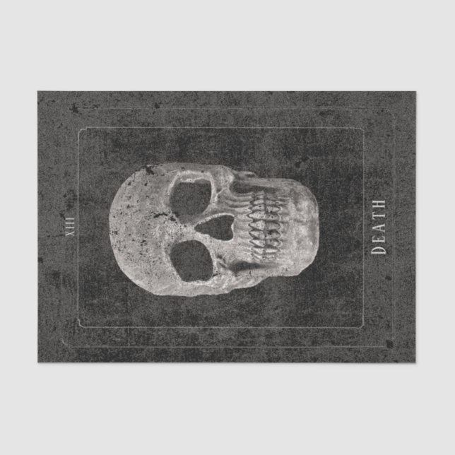 Papel De Seda Tarot De Calavera De Textura Negra Y Blanca Gótica (Anverso)