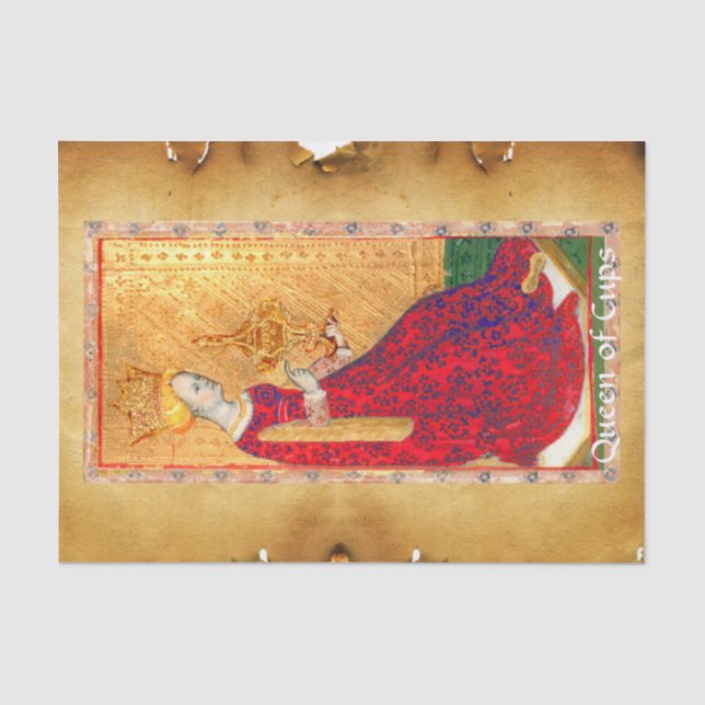 PAPEL DE SEDA TAROTS DE RENACIMIENTO ANTIGUO,PARCHE DE LA REINA  (Anverso)