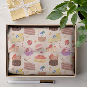 Papel De Seda Tarta de Frutas Frescas y Patrón de Postres Dulces