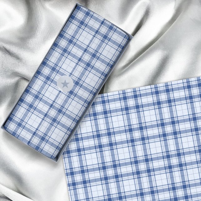 Papel De Seda Tartán - azul violento pastel a azul marino (Tartan - Vibrant Pastel blue to Navy Blue Tissue Paper by Leapfroglisics Shop)