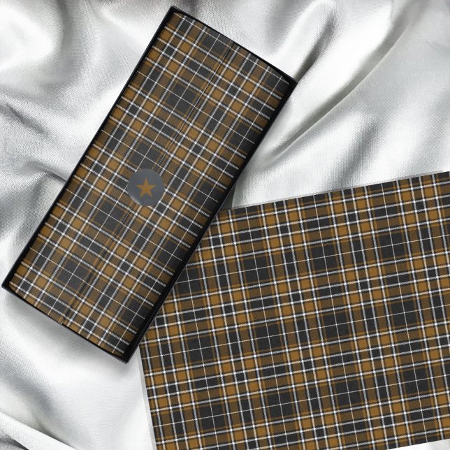 Papel De Seda Tartán - Blanco moreno de miel en profundidad negr (Tartan - Black-Deep Honey Brown-Off White Tissue Paper by Leapfroglisics Shop)