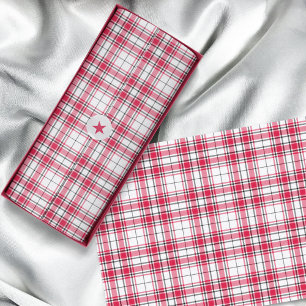 Papel De Seda Tartán - Blanco Rojo Negro