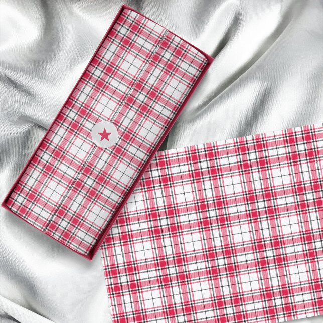 Papel De Seda Tartán - Blanco Rojo Negro (Tartan - White Red Black Tissue Paper by Leapfroglisics Shop)