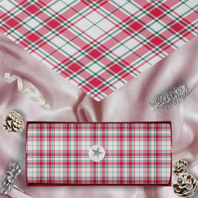 Papel De Seda Tartán - Blanco Rojo y Verde (Tartan - White Red and Green Tissue Paper by Leapfroglisics Shop)