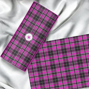 Papel De Seda Tartán - Blanco rosado caliente negro