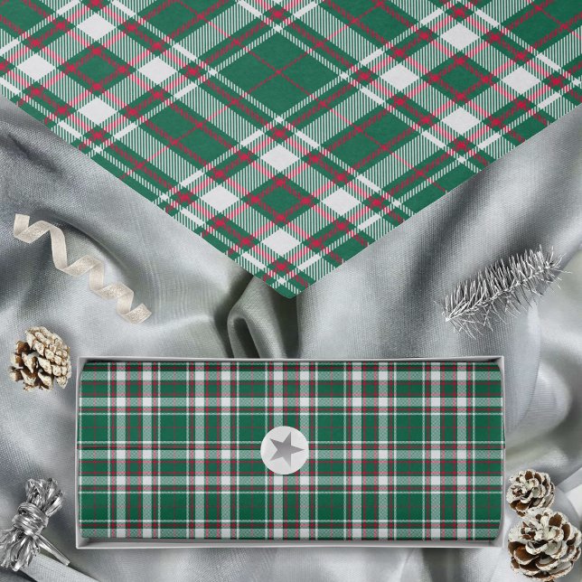 Papel De Seda Tartán - Blanco verde y rojo (Tartan - Green White and Red - Tissue Paper by Leapfroglisics Shop)