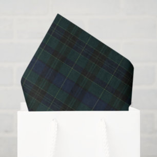 Papel De Seda Tartan Clásico Black Watch Verde Oscuro Azul Marin