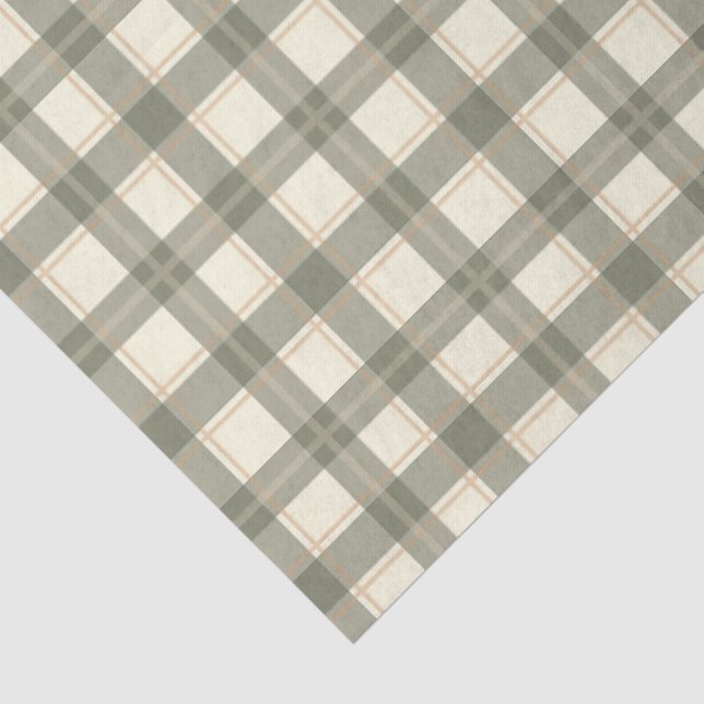 Papel De Seda Tartan Clásico de Salvia  (Detalle)