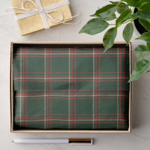 Papel De Seda Tartan escocés verde, rojo y crema de herencia esc