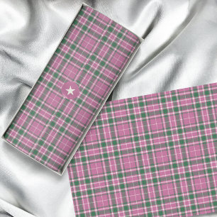 Papel De Seda Tartán - Marfil verde rosado-esmeralda Rosa